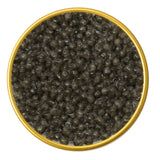 Close-up of a container with River beluga Sturgeon Malossol Black Caviar on a white background