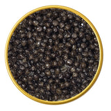 Close-up of a container with Beluga Sturgeon Malossol Black Caviar on a white background